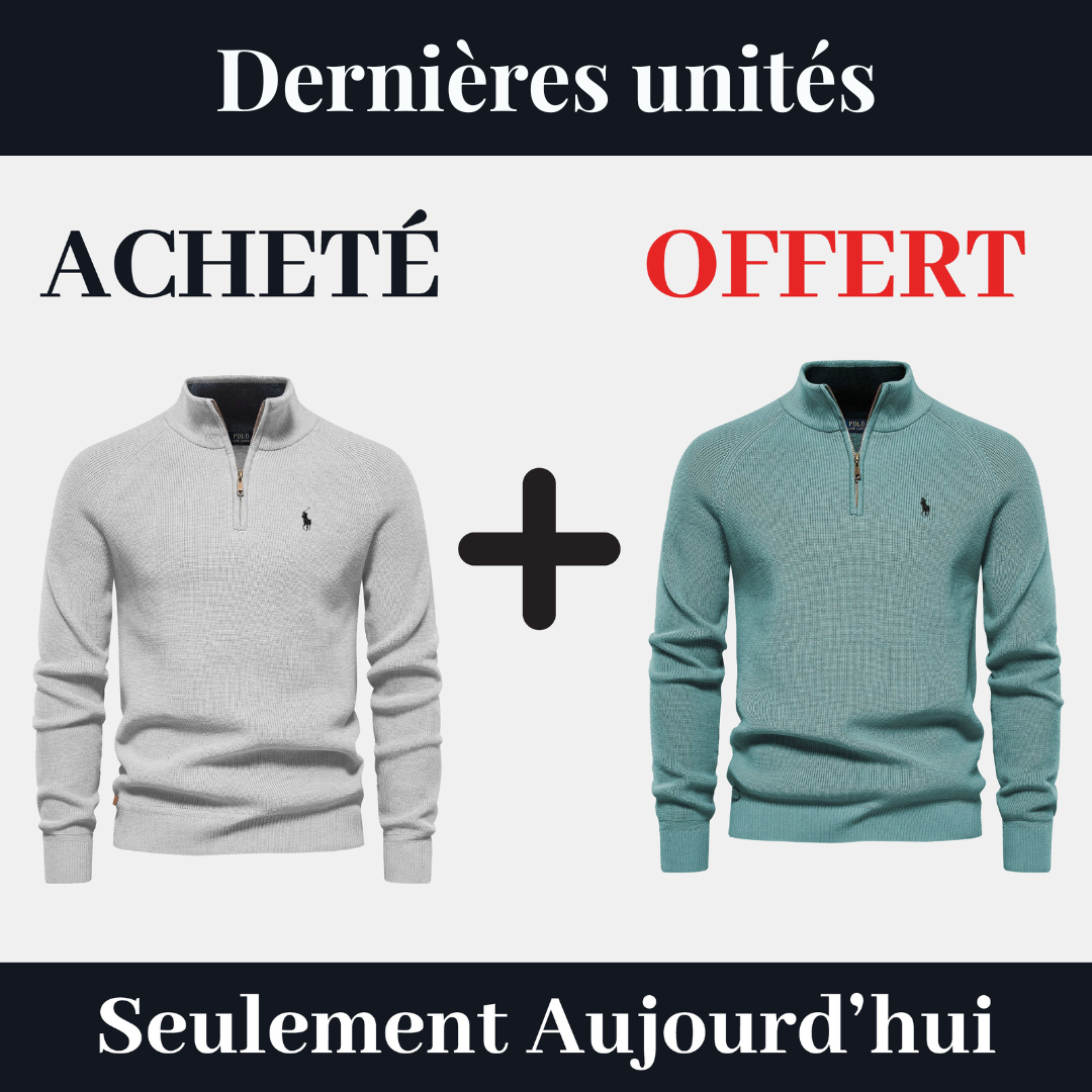 Pull Col Zippé  R&L 1+1 (DÉSTOCKAGE)