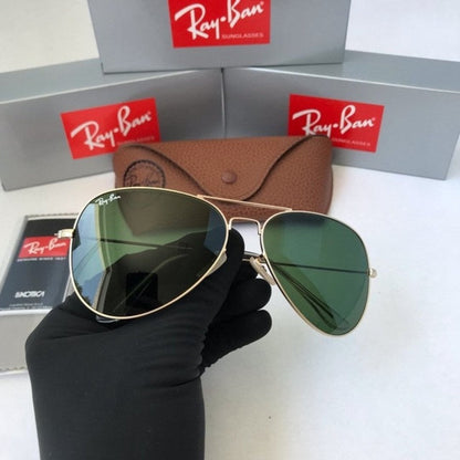 Lunettes de Soleil Aviateur RB en Verres de Cristal (Étui en Cuir Synthétique + Certificat)