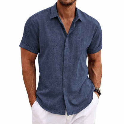 Melchior | Chemise col à revers en lin et coton pour hommes