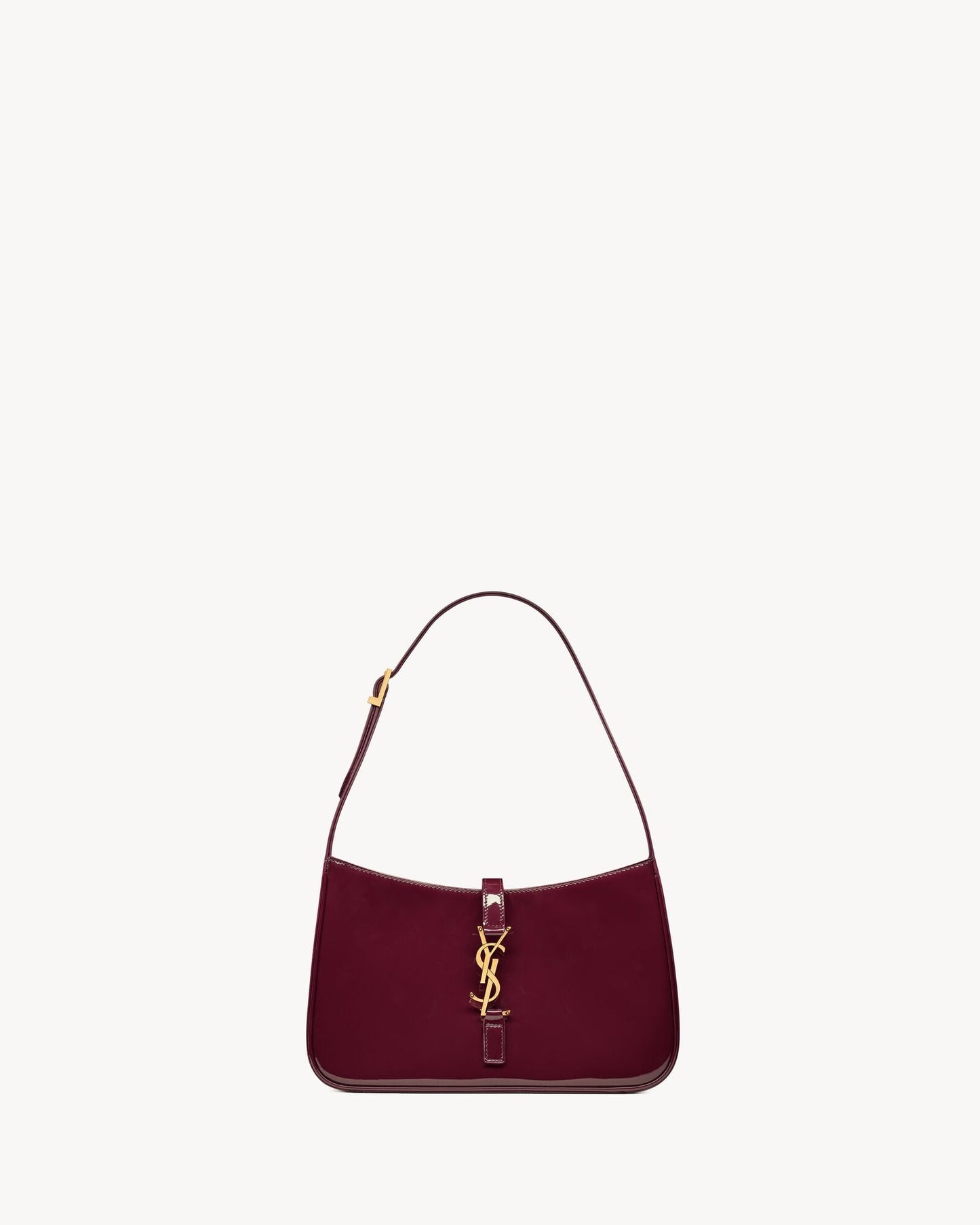 YL -  Le 5 à 7 Patent Leather Hobo – Burgundy Elegance