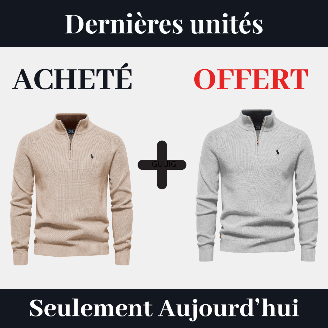 Pull Col Zippé  R&L 1+1 (DÉSTOCKAGE)